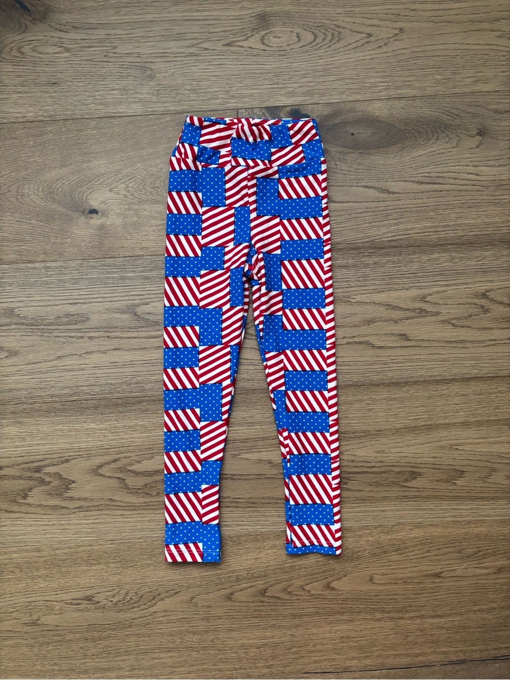 Kids Red, White & Blue Flag-Print Leggings